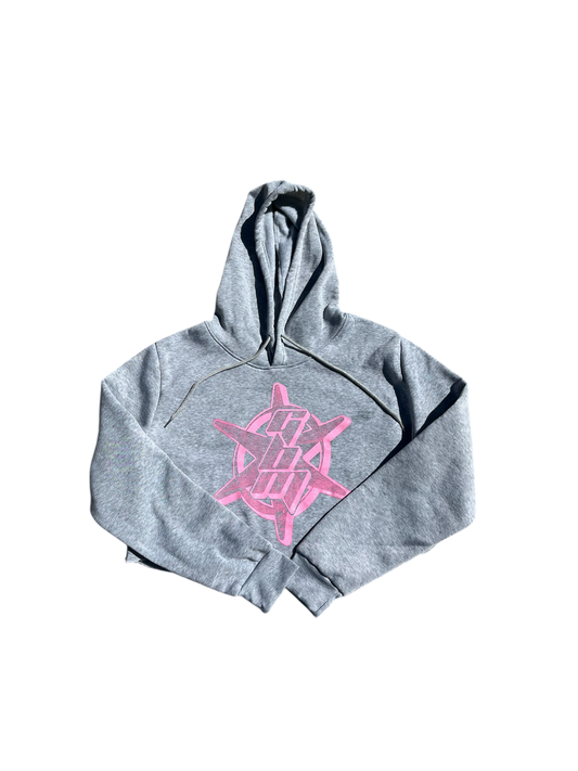 Cropped Pink star Hoodie